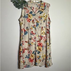 Beach Lunch Lounge Tropical Floral Sleeveless Dress